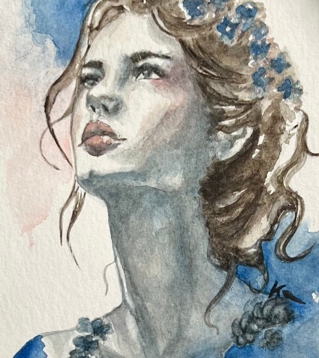 Black Raspberry Aquarellgemälde Azure Silence