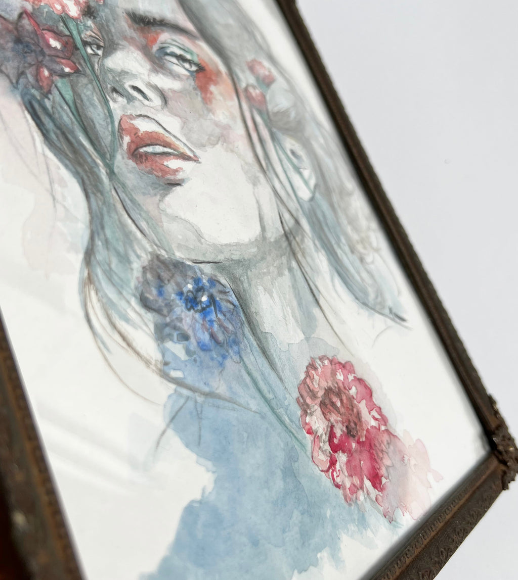 Black Raspberry Aquarellgemälde Crimson Veil