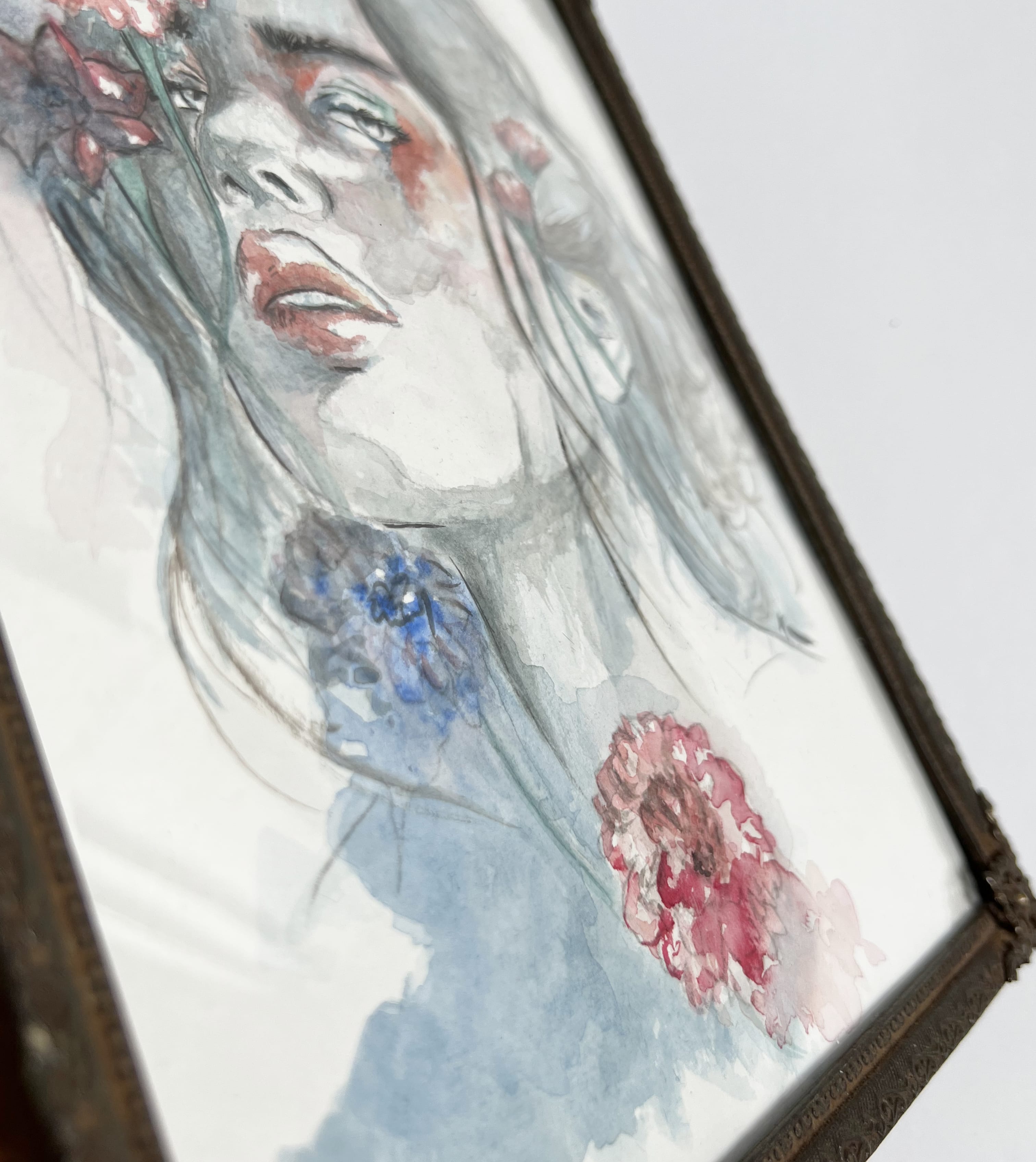 Black Raspberry Aquarellgemälde Crimson Veil