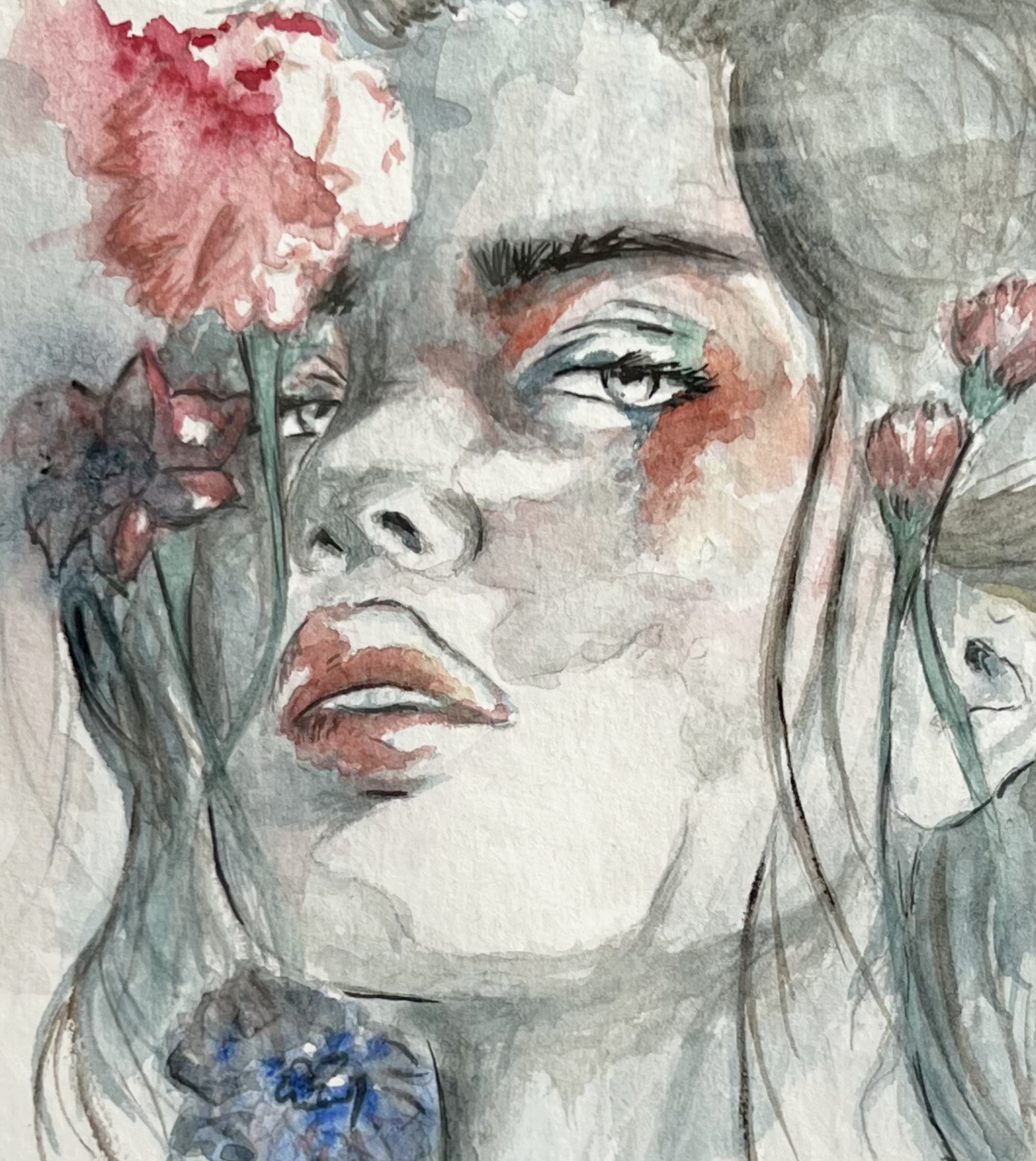 Black Raspberry Aquarellgemälde Crimson Veil