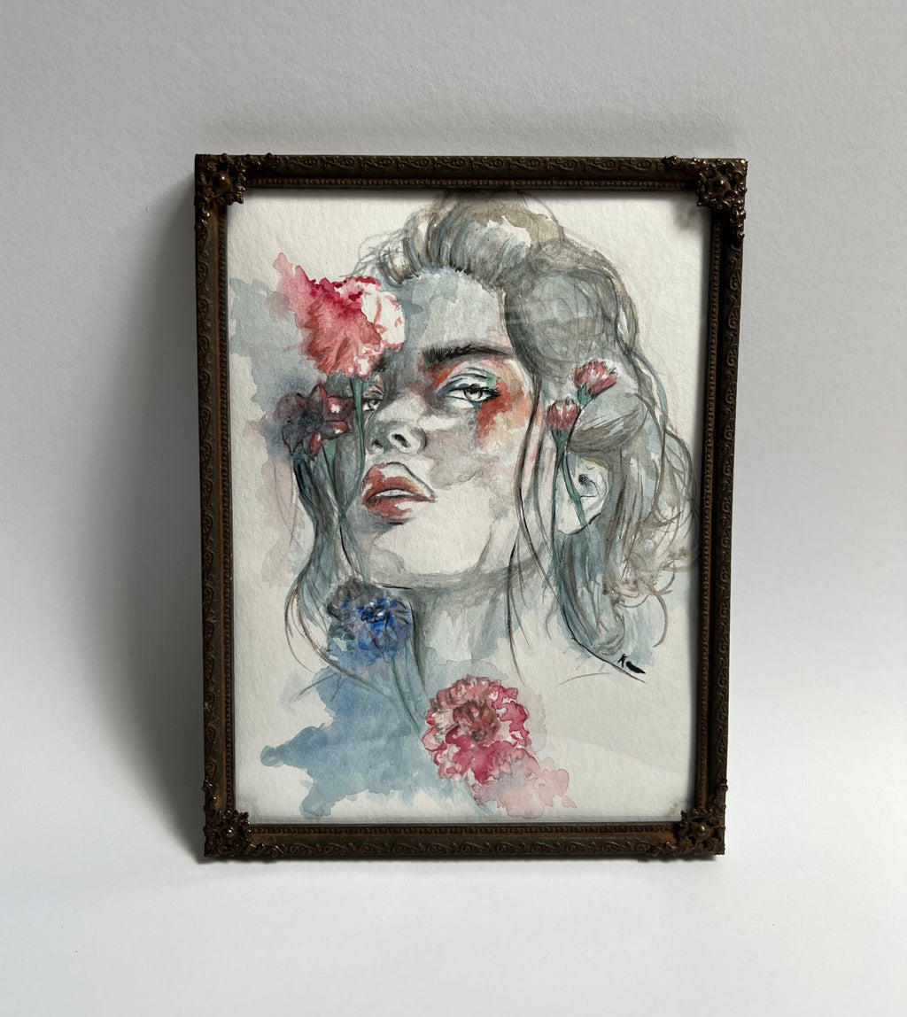 Black Raspberry Aquarellgemälde Crimson Veil