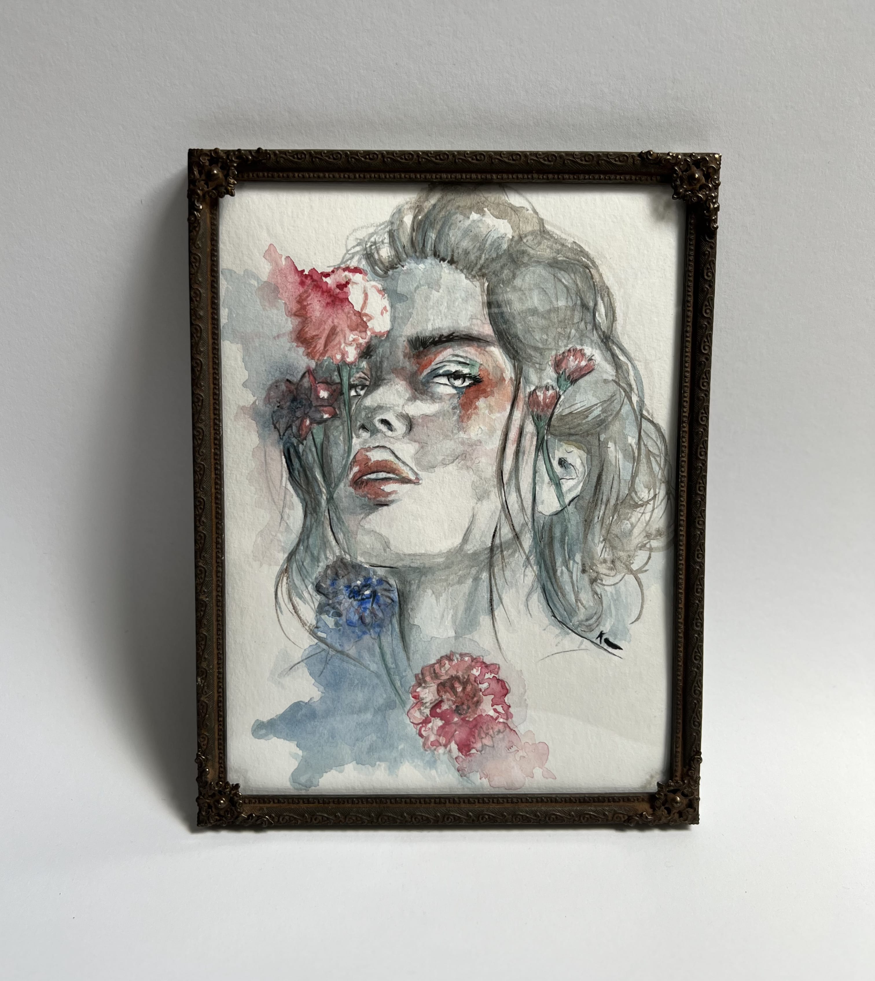 Black Raspberry Aquarellgemälde Crimson Veil