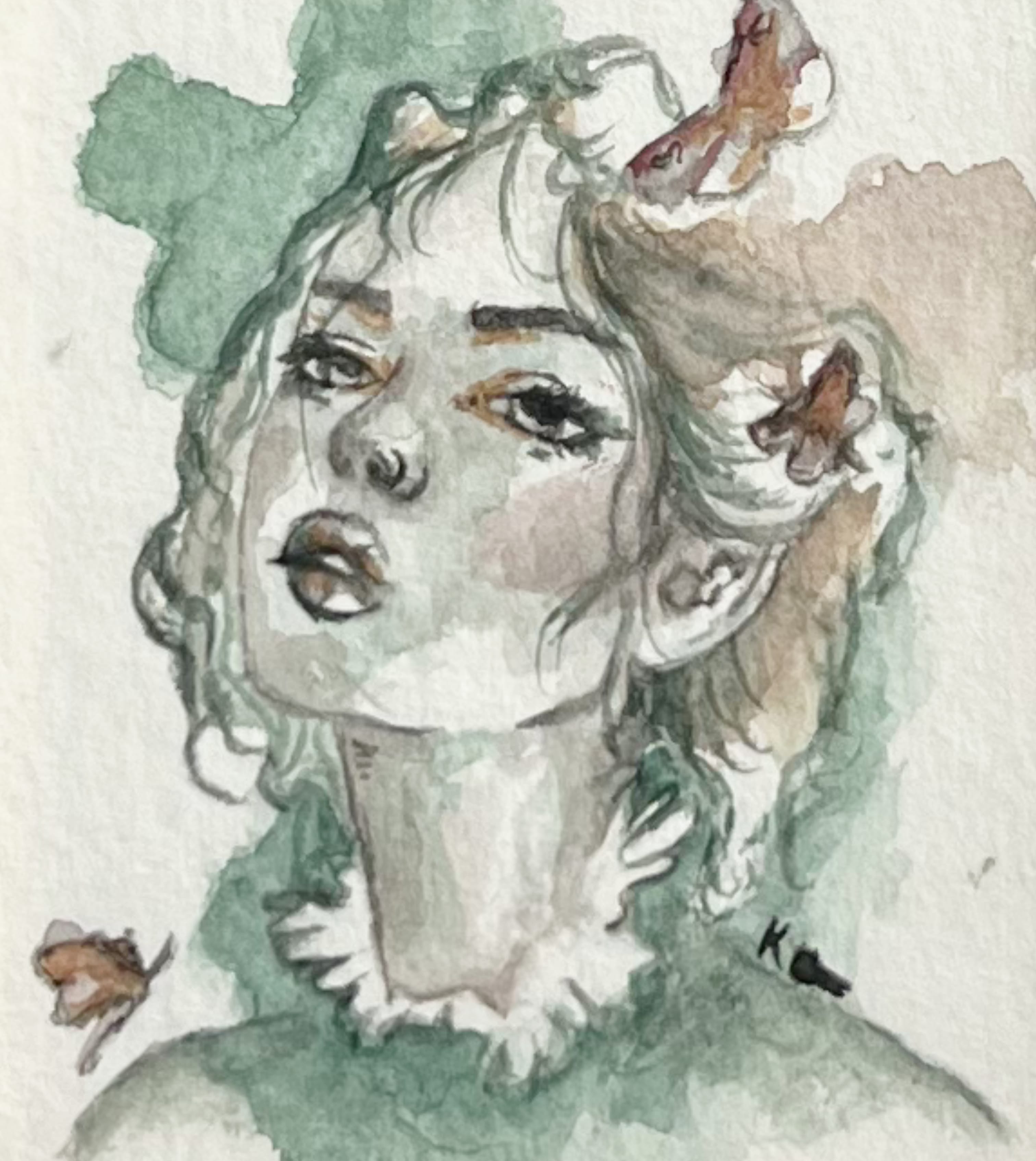 Black Raspberry Aquarellgemälde Little Spirit (Mini)