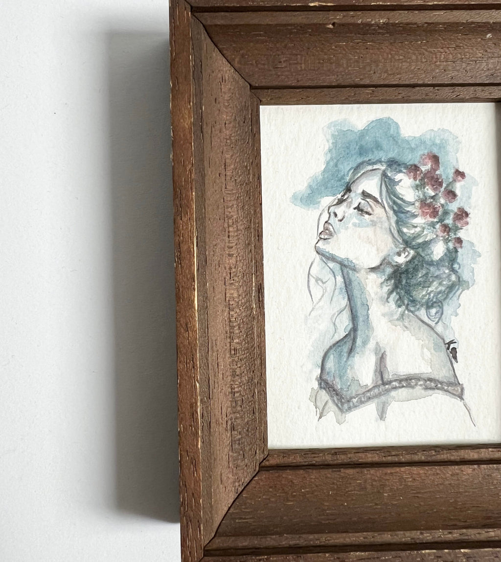 Black Raspberry Aquarellgemälde Quiet Bloom (Mini)