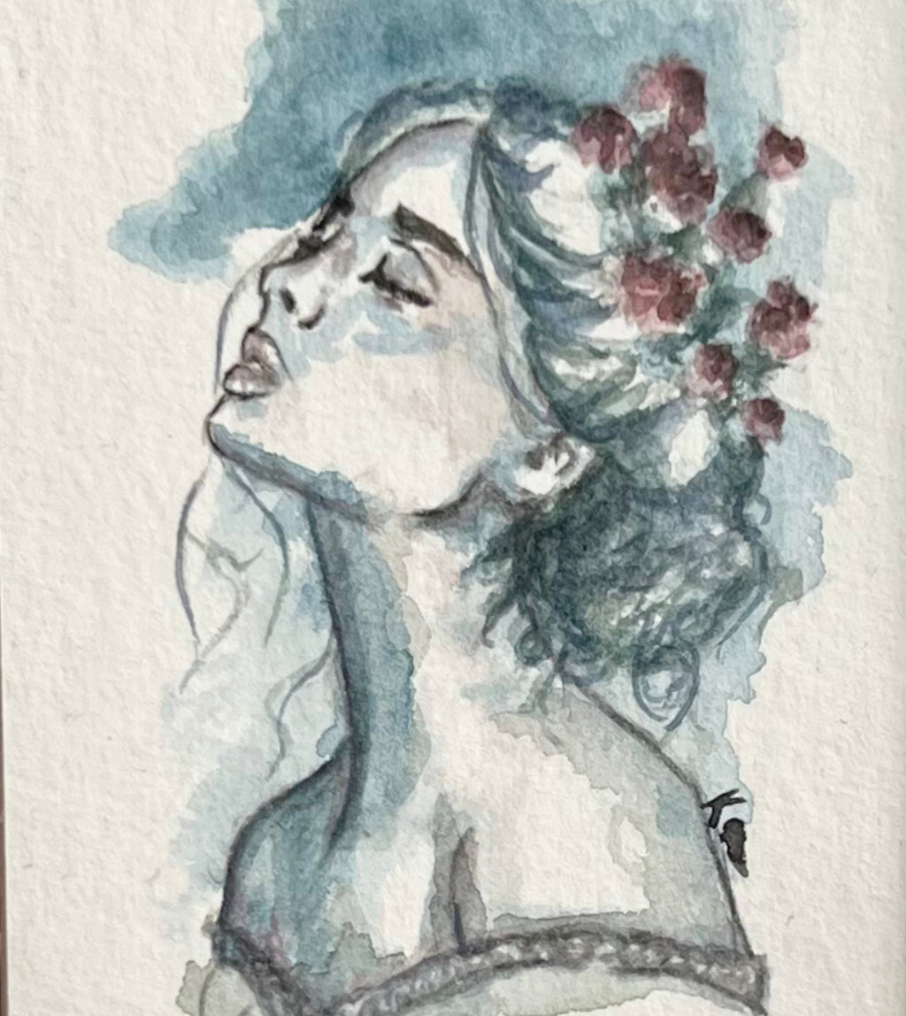 Black Raspberry Aquarellgemälde Quiet Bloom (Mini)