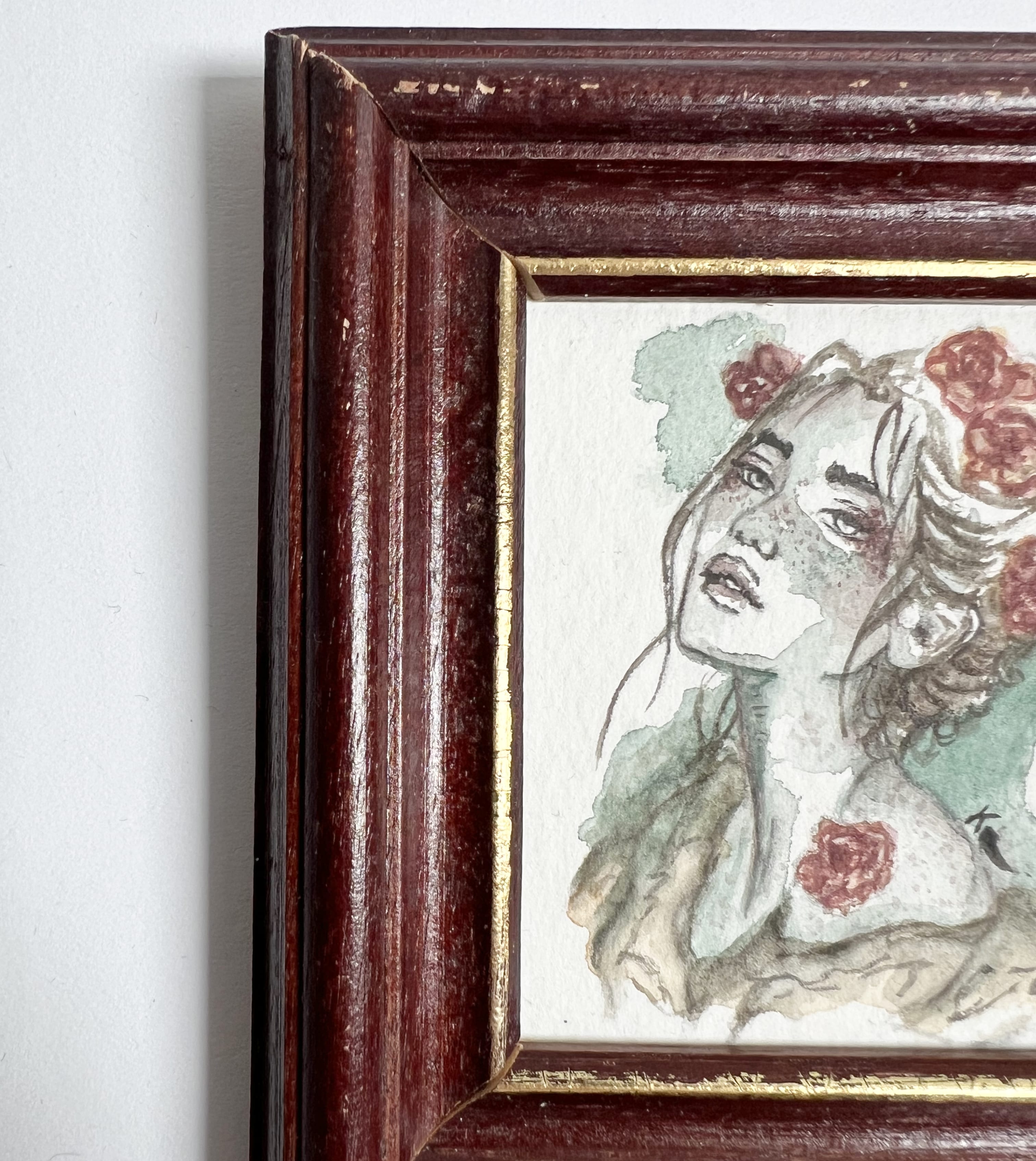 Black Raspberry Aquarellgemälde Rose Ache (Mini)
