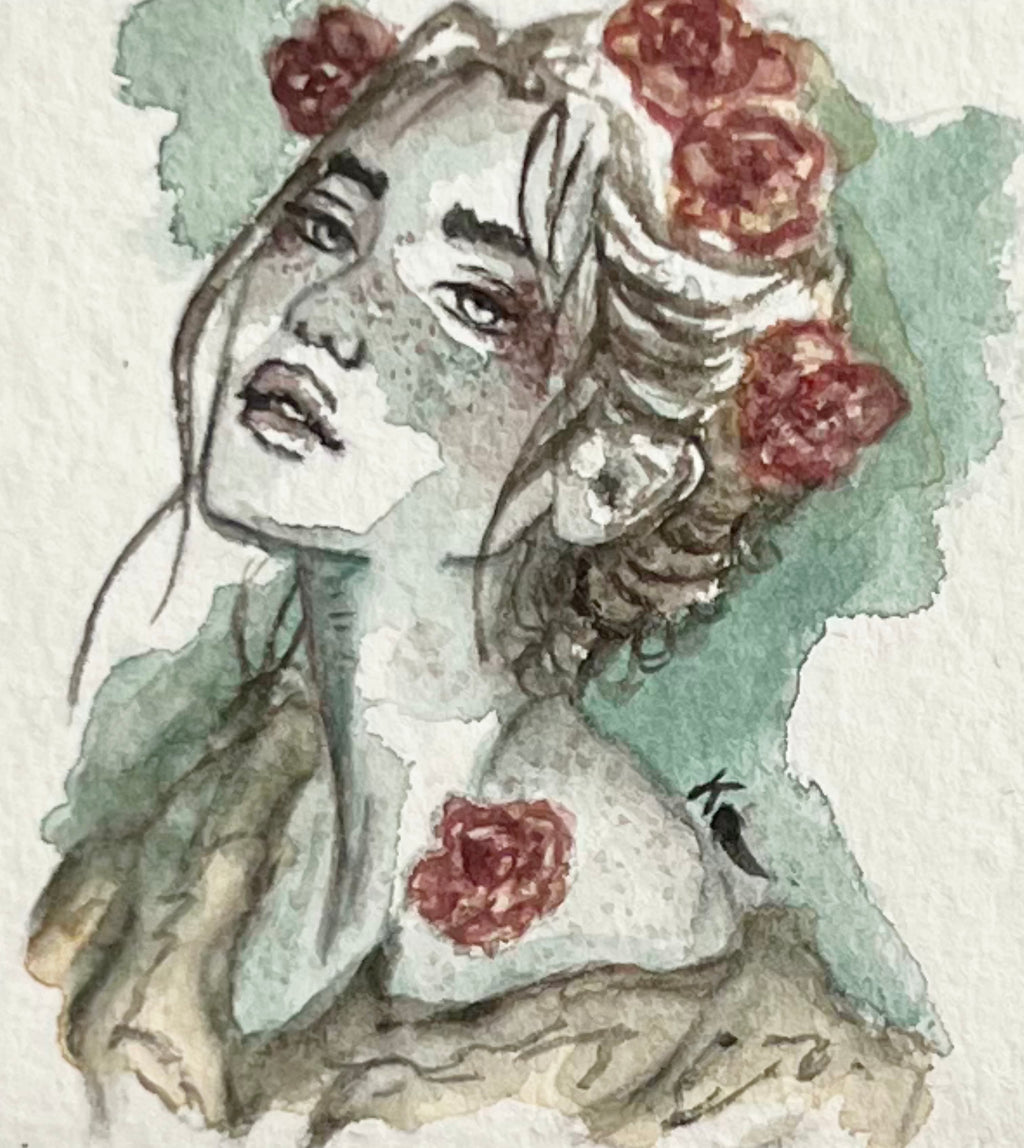 Black Raspberry Aquarellgemälde Rose Ache (Mini)